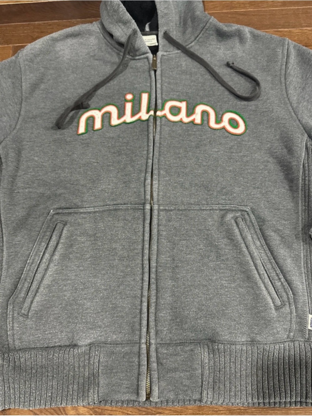 Vintage Blue Marling Milano Grey Zip-Up Hoodie